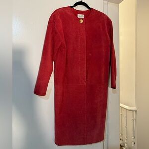 Pursuits Long Sleeve Red Dress with a Single Gold Button
